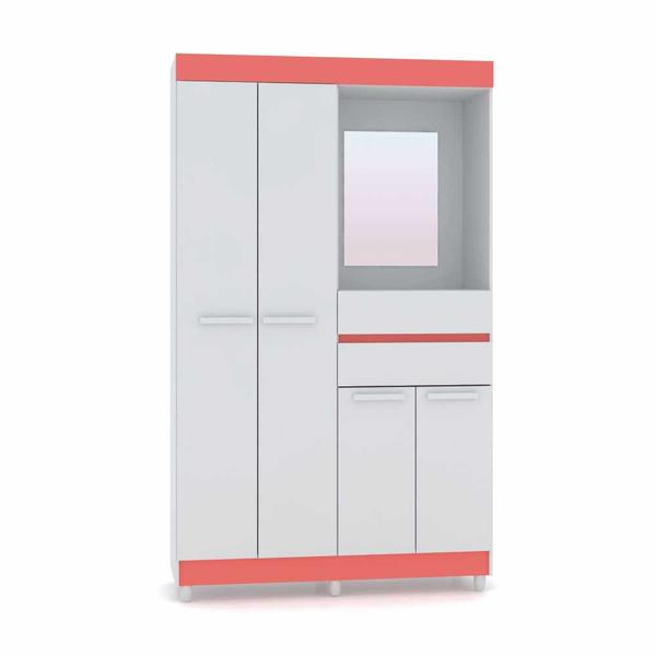 Imagem de Guarda Roupa Solteiro 4 Portas Vitória 1007989 Branco Rosa Vila Rica