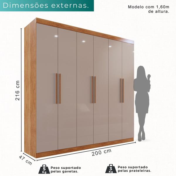 Imagem de Guarda-Roupa Solteiro 6 Portas 3 Gavetas Espanha - Mais Móveis