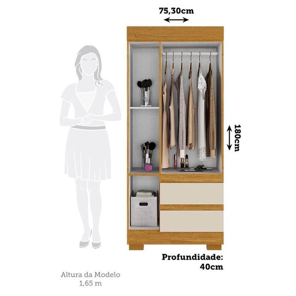 Imagem de Guarda-roupa Solteiro 75,30cm 3 Ptas com Esp e 2 Gavetas Chantrieri Espresso Móveis