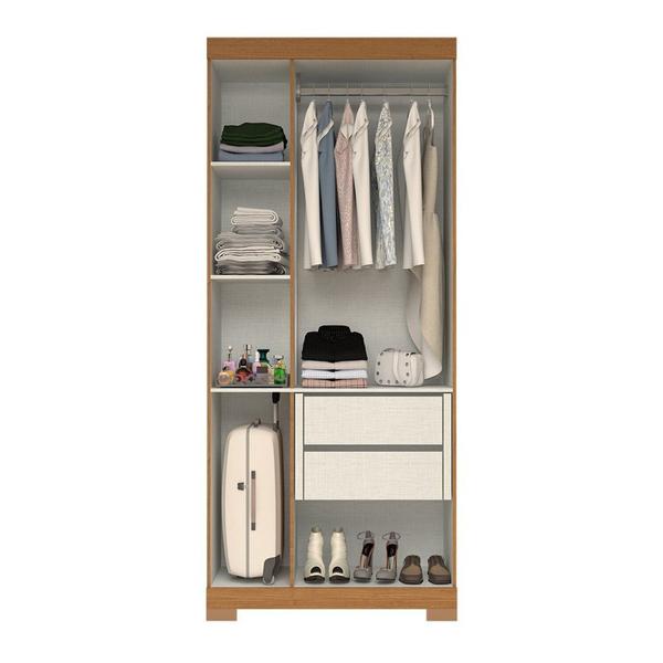 Imagem de Guarda-roupa Solteiro 82,60cm 3 Portas com Espelho 100% Mdf Papoulas Espresso Móveis