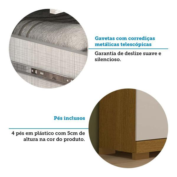 Imagem de Guarda-roupa Solteiro 82,60cm 3 Portas com Espelho 100% Mdf Papoulas Espresso Móveis