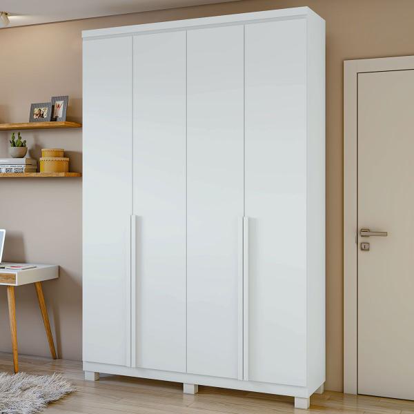 Imagem de Guarda-Roupa Solteiro Alonzo 4 Portas 2 Gavetas 100% Mdf 59957.58 Branco - Móveis Lopas