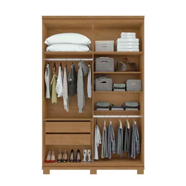 Imagem de Guarda-Roupa Solteiro Alonzo 4 Portas 2 Gavetas 100% Mdf Amêndoa Clean/Branco - Móveis Lopas