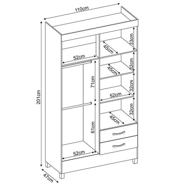 Imagem de Guarda Roupa Solteiro Astro 4 Portas e 2 Gavetas Flex Branco/Rosa - Demóbile