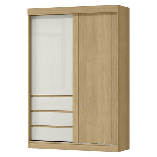 Imagem de Guarda-Roupa Solteiro Bagda 100% Mdf 3 Portas 3 Gavetas Castanho/Off White - Mx Móveis