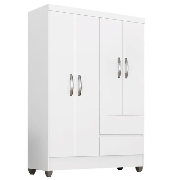 Guarda Roupa Solteiro Bruna 4 Portas Branco FF - A Móveis Arapongas Guarda Roupa Solteiro Bruna 4 Portas Branco FF - A Móveis Arapongas
