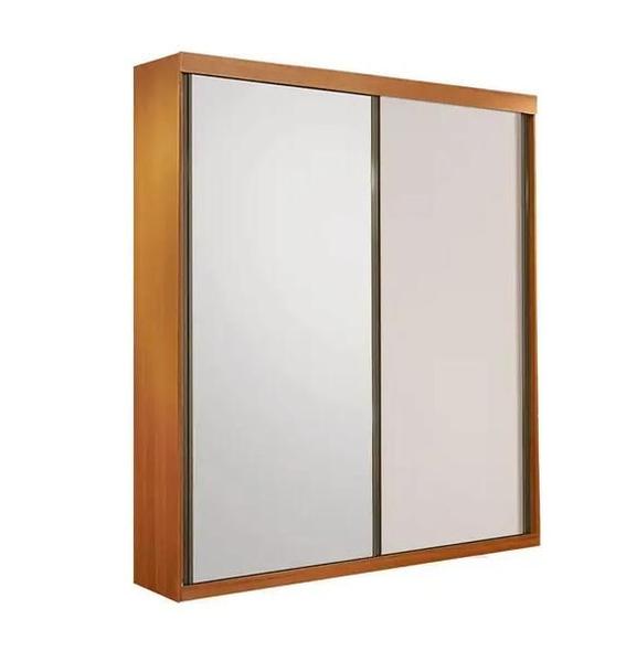 Imagem de Guarda Roupa Solteiro Búzios 2 Portas de Correr 1 Porta Espelhada 3 Gavetas 100% MDF - Móveis Valverde - Cinamomo/Off