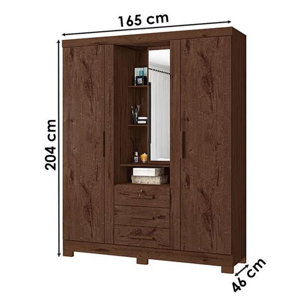 Imagem de Guarda Roupa Solteiro Capelinha Premium 3 Portas Jacarandá  Zanzini