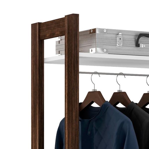 Imagem de Guarda Roupa Solteiro Closet AZ1011 Branco/Nogal - Tecno Mobili