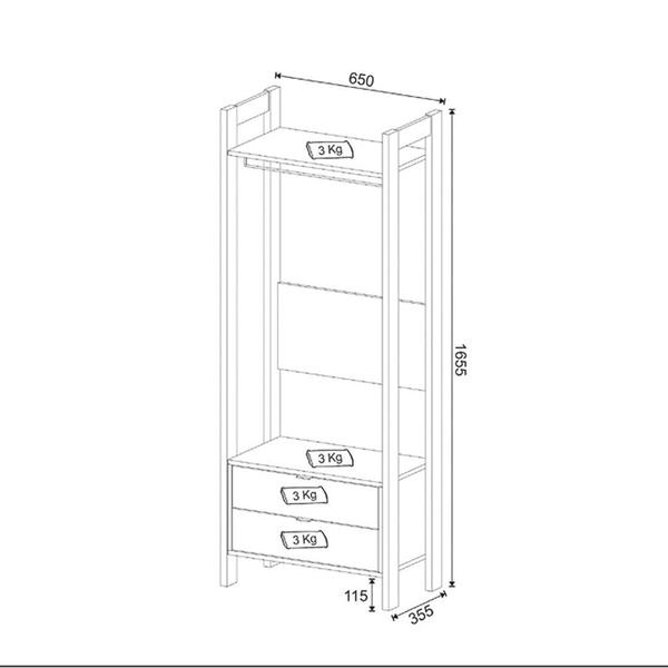 Imagem de Guarda Roupa Solteiro Closet AZ1011 Preto/Nogal - Tecno Mobili