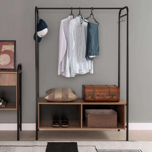 Imagem de Guarda roupa solteiro closet milao industrial marrom preto