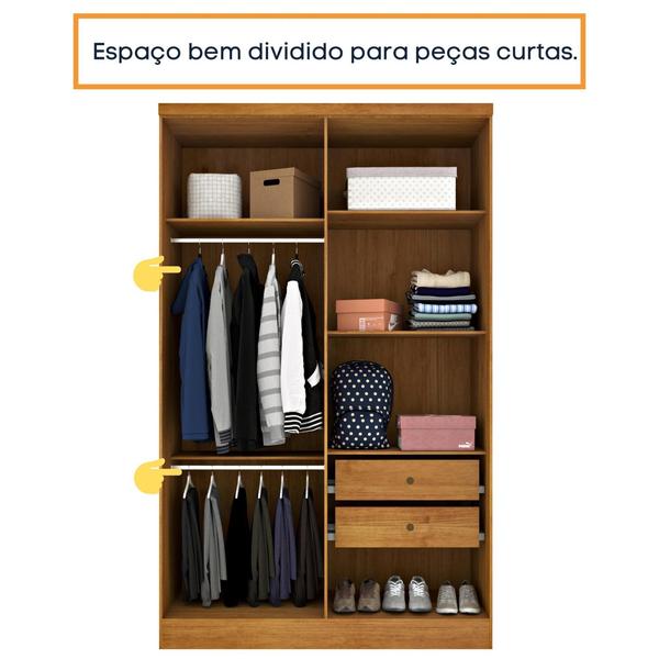 Imagem de Guarda Roupa Solteiro com pés 4 Portas 2 Gavetas 133cm Amsterdam