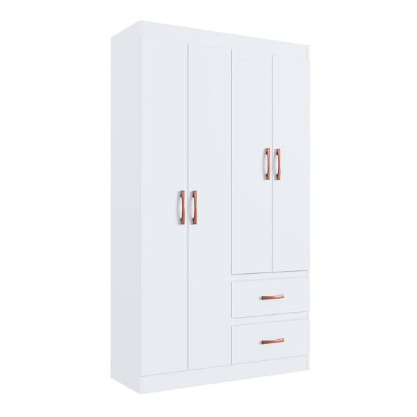 Imagem de Guarda-Roupa Solteiro Dallas 4 Portas 2 Gavetas Branco Flex - Doripel