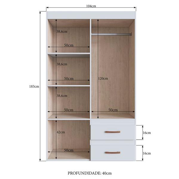 Imagem de Guarda-Roupa Solteiro Dallas 4 Portas 2 Gavetas Off White/Nogueira - Doripel
