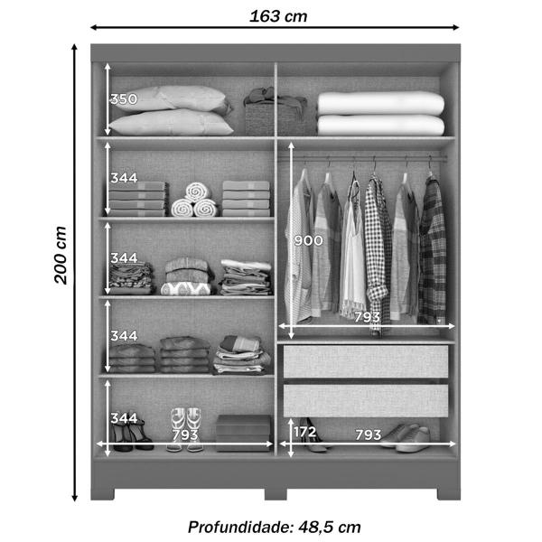 Imagem de Guarda-Roupa Solteiro Istambul 2 Portas 2 Gavetas com Espelho Duna/Cristal - Briz