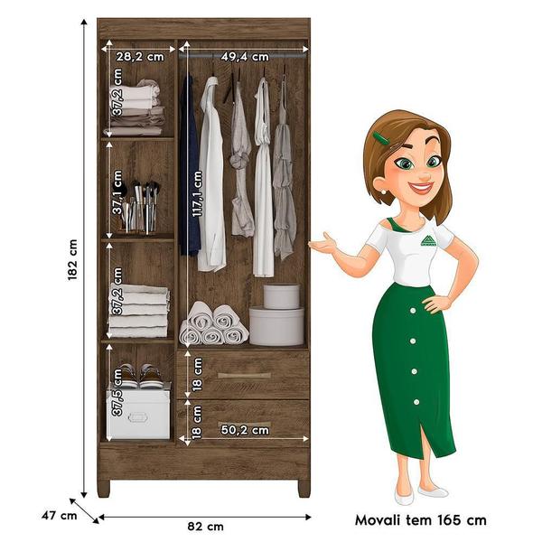 Imagem de Guarda Roupa Solteiro Lima 3 Portas e 2 Gavetas - Moval