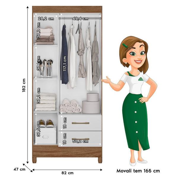 Imagem de Guarda Roupa Solteiro Lima 3 Portas e 2 Gavetas - Moval