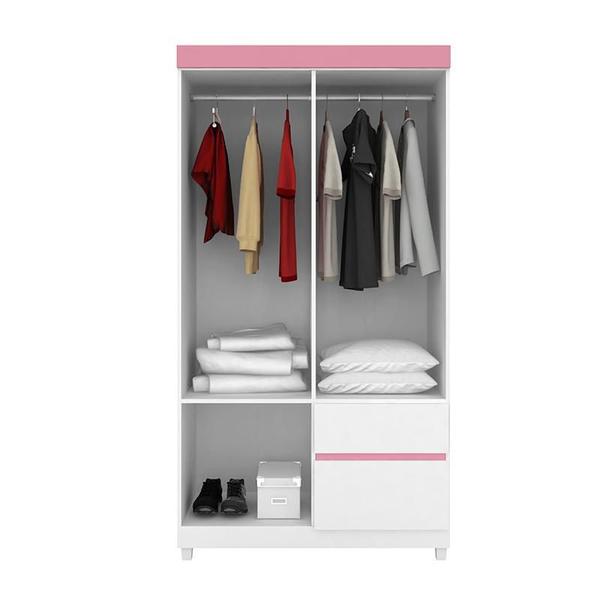 Imagem de Guarda Roupa Solteiro Lótus 4 Portas e 2 Gavetas Flex Branco/Rosa - Demóbile