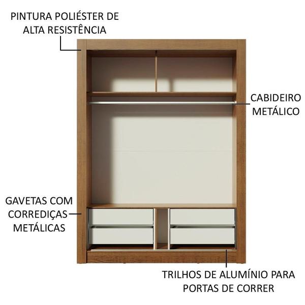 Imagem de Guarda-Roupa Solteiro Madesa Dallas Plus 2 Portas de Correr com Espelho 4 Gavetas