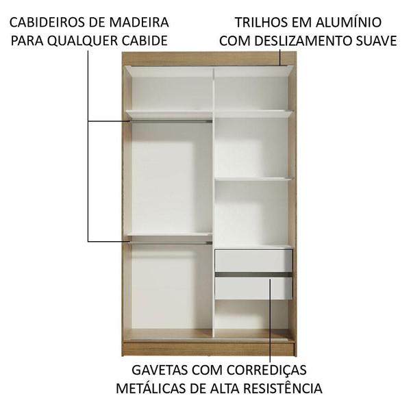 Imagem de Guarda-Roupa Solteiro Madesa Tokio 2 Portas de Correr 2 Gavetas - Rustic/Preto