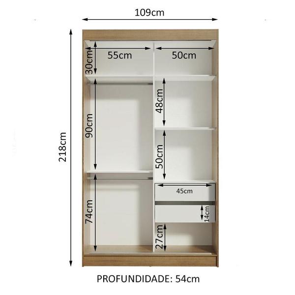 Imagem de Guarda-Roupa Solteiro Madesa Tokio 2 Portas de Correr 2 Gavetas