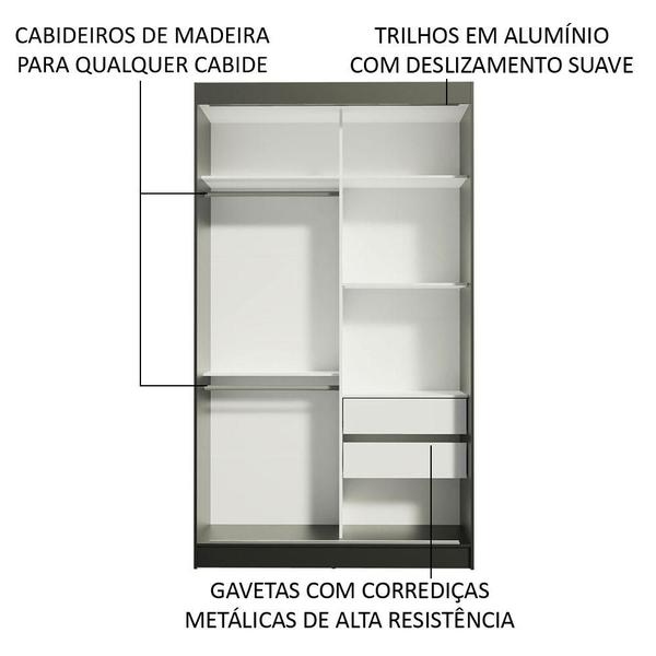 Imagem de Guarda-Roupa Solteiro Madesa Tokio 2 Portas de Correr 2 Gavetas