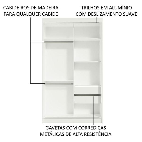 Imagem de Guarda-Roupa Solteiro Madesa Tokio 2 Portas de Correr de Espelho 2 Gavetas