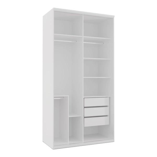 Imagem de Guarda-Roupa Solteiro Manhattan 2 Portas 3 Gavetas 100% Mdf Branco - Pnr Móveis