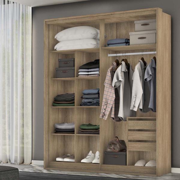 Imagem de Guarda Roupa Solteiro MDF 2 Portas Espelho 170 cm Qualitá Belmax