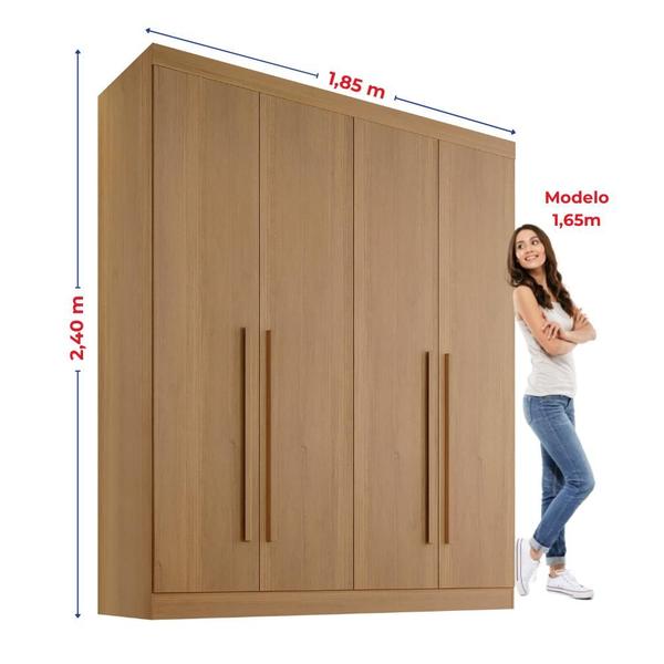 Imagem de Guarda Roupa Solteiro MDF 4 Portas 3 Gavetas Paris Plus