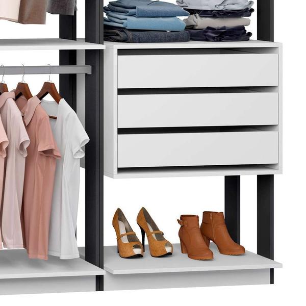 Imagem de Guarda-Roupa Solteiro Modulado Clothes 2 PT 3 GV Branco e Espresso