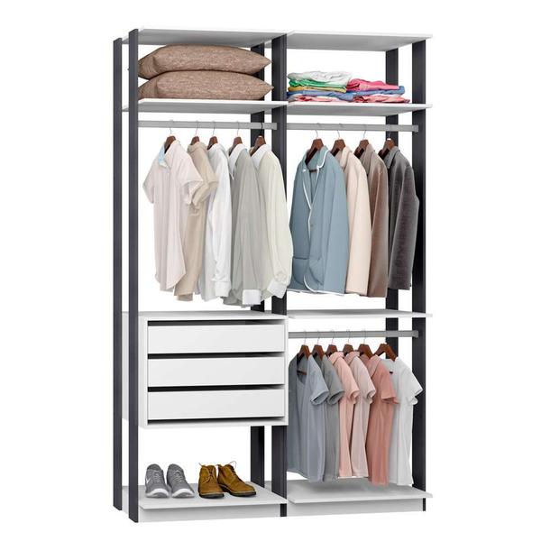 Imagem de Guarda-Roupa Solteiro Modulado Clothes 3 GV Branco e Espresso