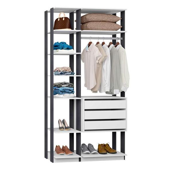 Imagem de Guarda-Roupa Solteiro Modulado Clothes I 3 GV Branco e Espresso