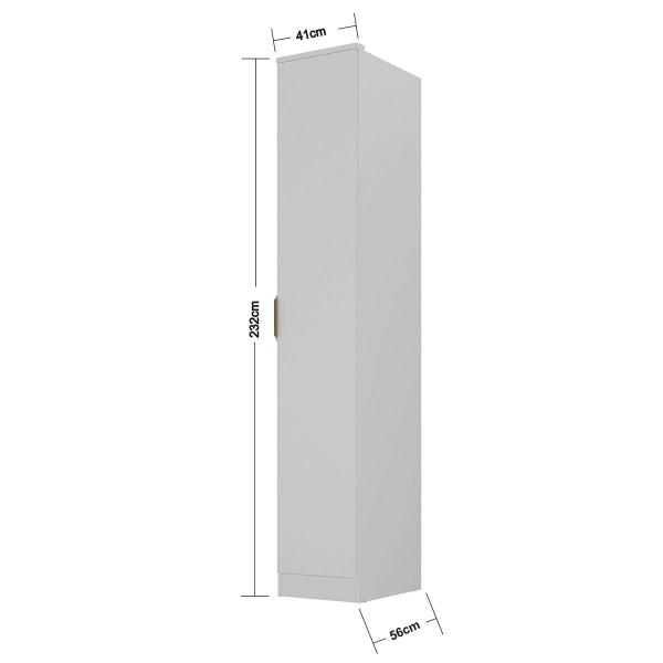 Imagem de Guarda-Roupa Solteiro Ravi 1 Porta 5 Prateleiras 100% Mdf Branco - Mambel