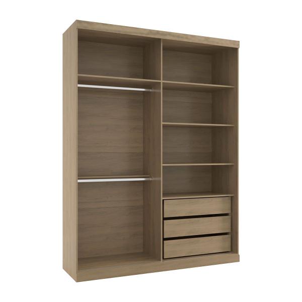 Imagem de Guarda-Roupa Solteiro Sartori 2 Portas 3 Gavetas 100% Mdf Cedro 4079 - Pnr Móveis