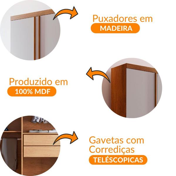 Imagem de Guarda Roupa Solteiro Seatlle 3 Portas e 2 Gavetas MDF Moderna