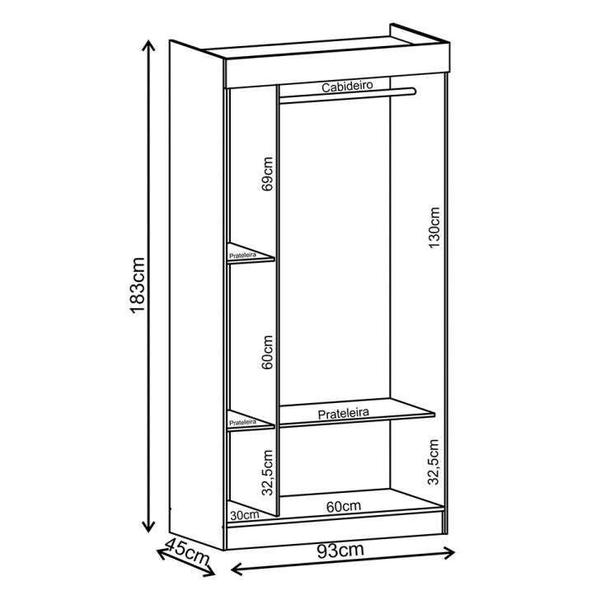 Imagem de Guarda-Roupa Solteiro Sevilha 2PT Branco