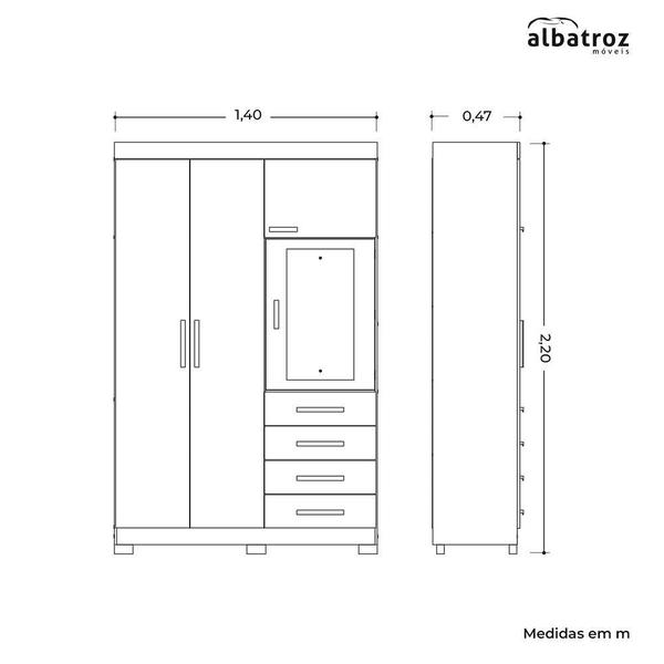 Imagem de Guarda Roupa Solteiro Virtus 4 Portas e 4 Gavetas - Móveis Albatroz