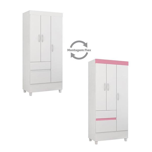 Imagem de Guarda Roupa Solteiro Wind 3 Portas e 2 Gavetas Flex Branco - Demóbile