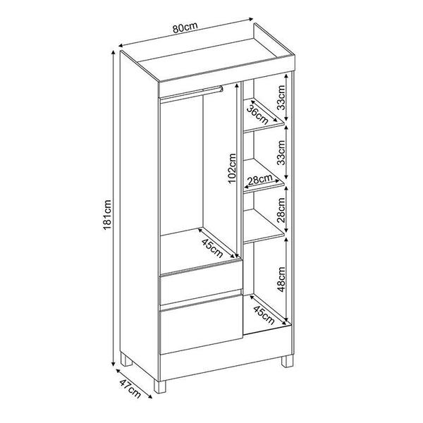 Imagem de Guarda Roupa Solteiro Wind 3 Portas e 2 Gavetas Flex Branco - Demóbile