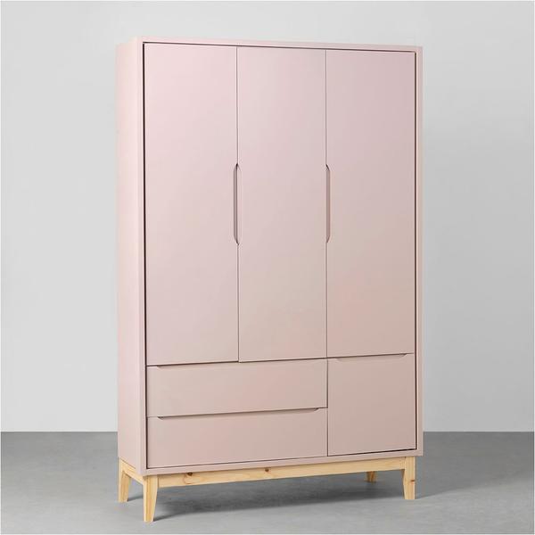 Imagem de Guarda-Roupa Theo 3 Portas com Pés Square Natural - Rosa