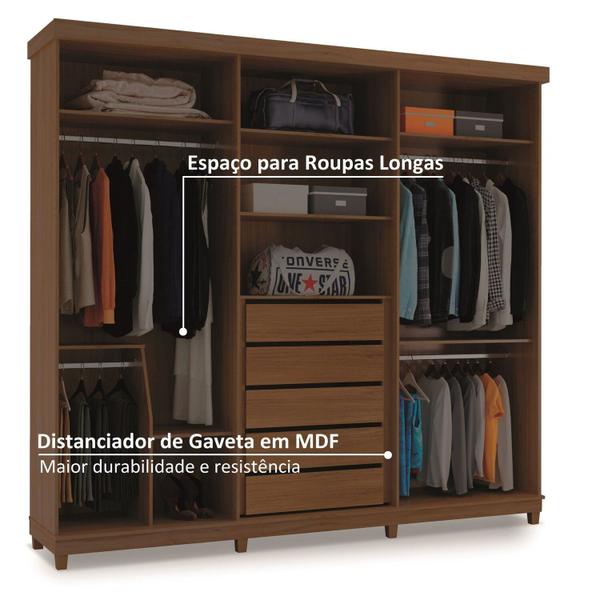 Imagem de Guarda-roupa Valencia 6 Portas 100% Mdf Nogueira/Gianduia