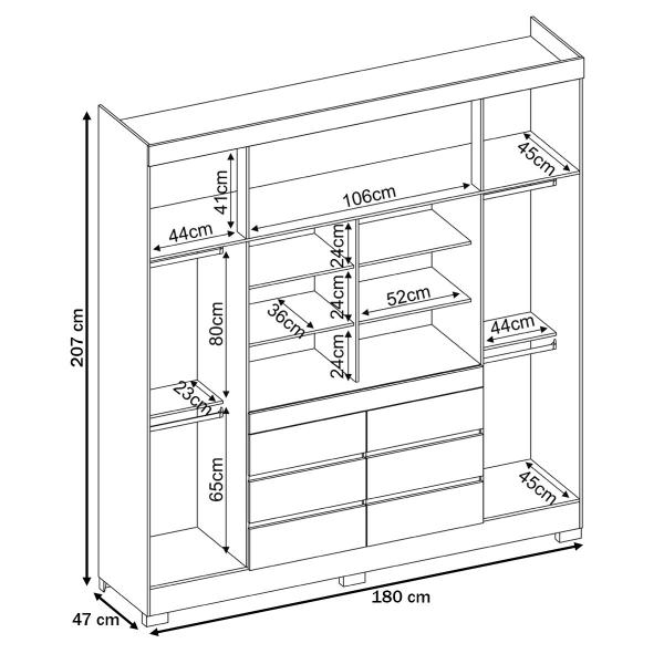 Imagem de Guarda-Roupa Vero 6 Portas Amêndola/Touch - Demóbile