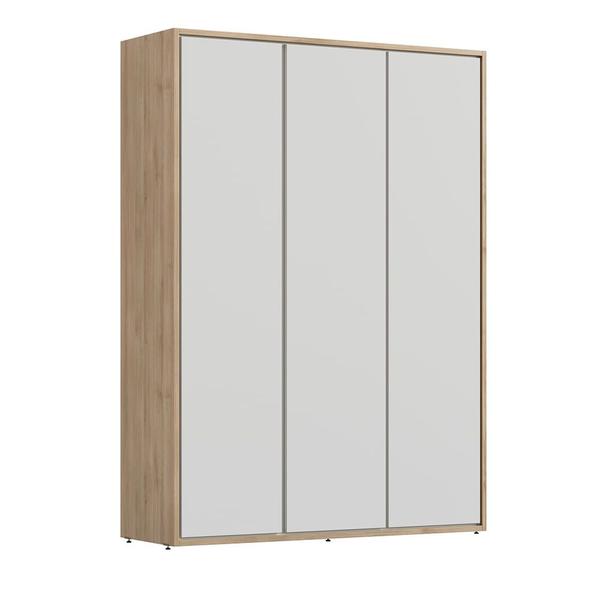 Imagem de Guarda-Roupa Wood 3 Portas e 3 Gavetas - Branco com Carvalho