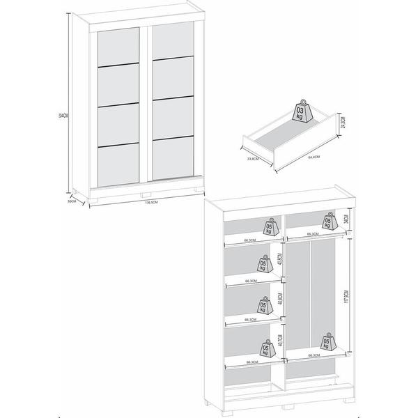 Imagem de Guarda-Roupas 2 Portas de Correr Multimóveis CR35125