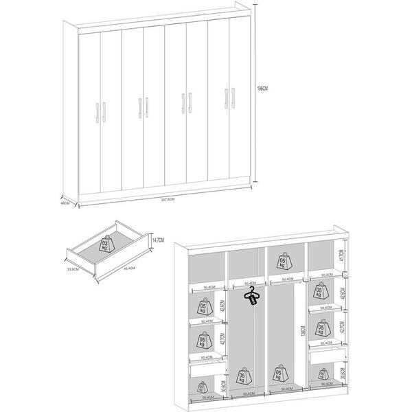 Imagem de Guarda-Roupas 207,6cm com 8 Portas Multimóveis CR35130