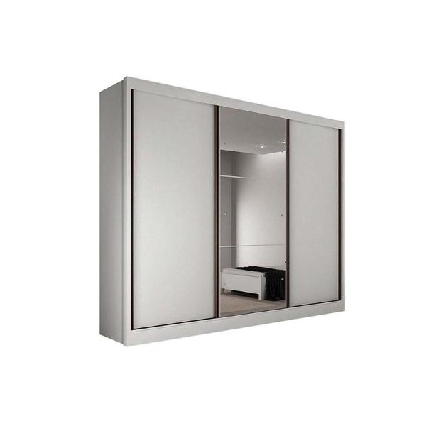 Imagem de Guarda Roupas 3 Portas de Correr   e 4 Gavetas c/ 1 Espelho Diamond Plus Branco - Novo Horizonte