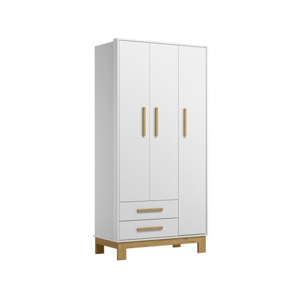 Imagem de Guarda-Roupas 3 Portas e 2 Gavetas 180 x 94 Q Charm Slim -Branco Branco Acetinado - ÉdeCasaMóveis