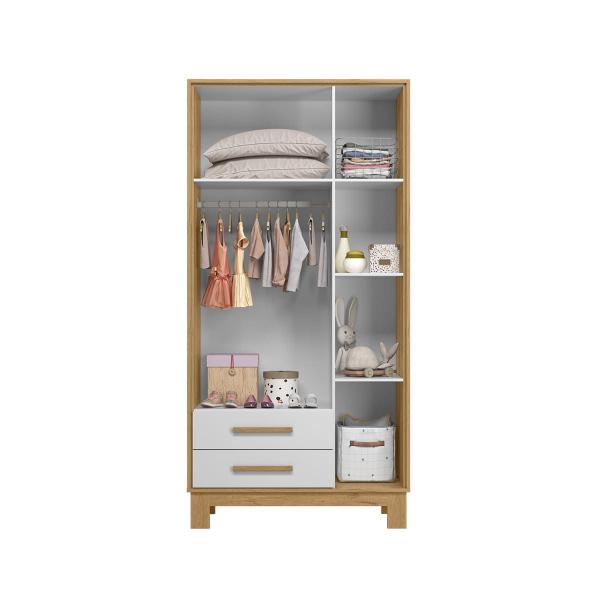 Imagem de Guarda-Roupas 3 Portas e 2 Gavetas 180 x 94 Q Charm Slim -Freijo-Branco-Acetinado - ÉdeCasaMóveis