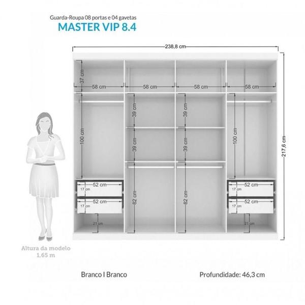 Imagem de Guarda-Roupas 8 Portas Havana Vip 8.4 Santos Andirá Branco